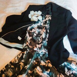BCBGMAXAZRIA BLACK JACKET, XP & COORDINATED PARTY DRESS, P